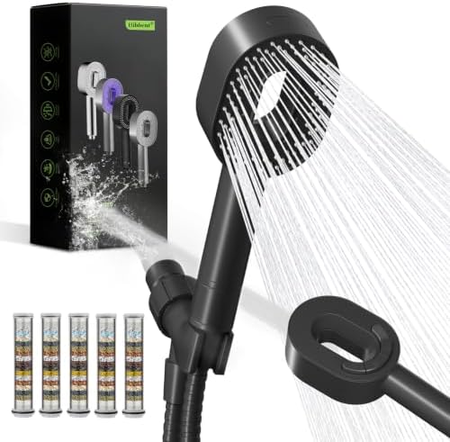 Hibbent Filtered Handheld Showerhead with 5 Filters, 5 Sprays Shower Head by Hibbent