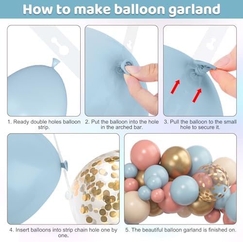 Amandir 153pcs Dusty Pink Blue Balloon Garland Arch Kit Different Sizes ﻿ - Image 3