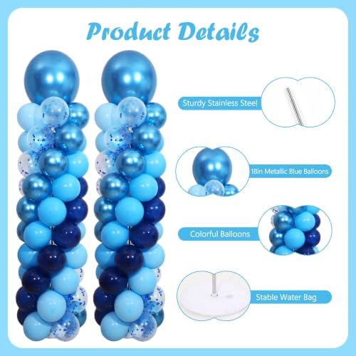 Blue Balloon Column Stand Kit Set of 2 for Floor - Image 4