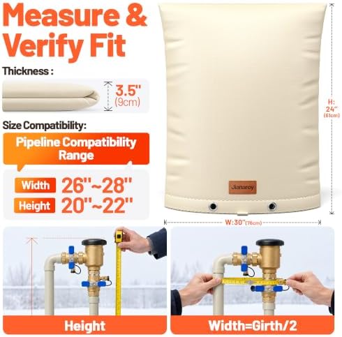 Backflow Preventer Insulation Cover 30" x 24" Pipe Covers for Outside Khaki - Image 6