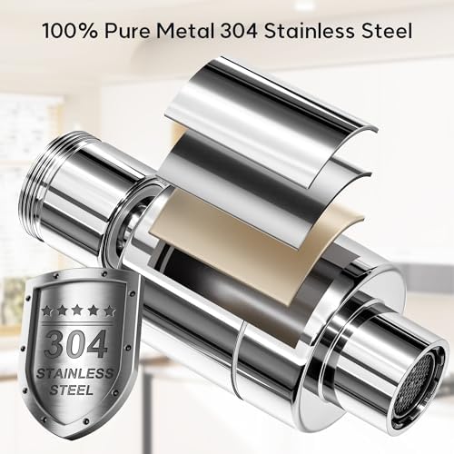 360° Twist Faucet Aerator, 304 Stainless Steel Water Filter for Sink Faucet, Reduces Heave Metal,Chlorine for Tap Water, Universal Filter Faucet for Kitchen & Bathroom, 7 Replacement Filters - Image 4
