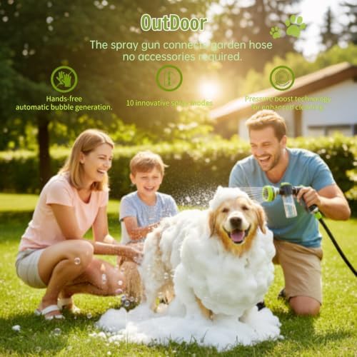 Dog Shower Attachment Water Hose Nozzle Sprayer Set with Metal 3-Way Shower Diverter & 6FT Shower Hose, 10 Spray Modes,with Soap Dispenser,Suitable for Indoor Outdoor Dog Washing - Image 7