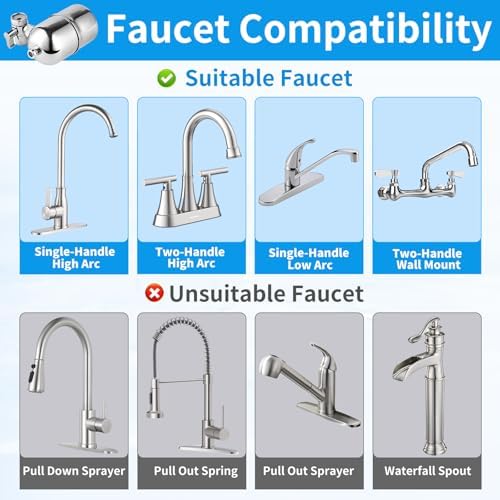 WINGSOL Stainless Steel Water Filter for Sink Faucet, NSF/ANSI 42&53, 360° Rotating Tap Purifier Reduce PFAS, Lead, Chlorine & Microplastics, 350 Gallons Long-Lasting Reinforced Housing Built-to-Last - Image 6