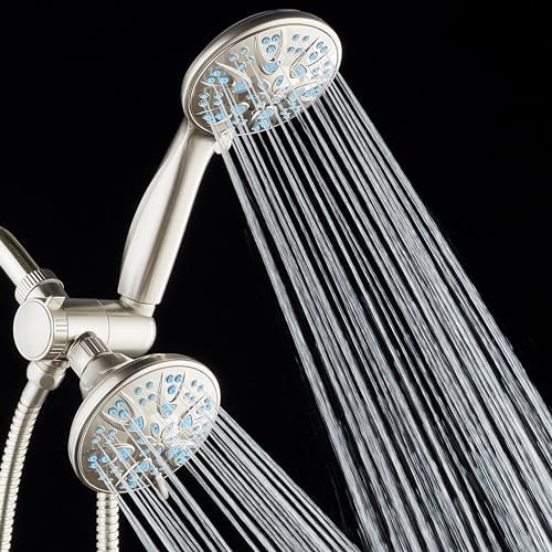 AquaDance Antimicrobial/Anti-Clog High-Pressure 30-setting Dual Head Combination Shower with Microban Nozzle Protection From Growth of Mold, Mildew & Bacteria for a Healthier Shower – Aqua Blue - Image 7