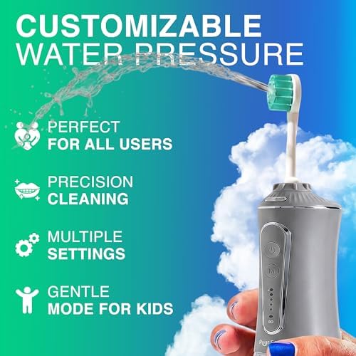 Professional Water Flosser - Advanced Dental Care for a Healthier Mouth, Gum, and Teeth - IPX7 Waterproof Oral Irrigator | 6 Replacement Tips, Travel-Friendly, Rechargeable - Oral Hygiene (Grey) - Image 3