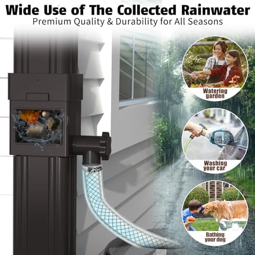 Anivia Rain Barrel Diverter Kit, Fits 2x3 or 3x4 in, Valve & Filter, Brown - Image 3