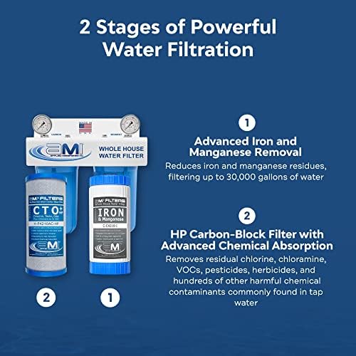 Applied Membranes Inc. 2-Stage Whole-House Water Filter System, 1 Carbon and 1 Iron Filter Cartridge, 4.5x10-Inches - Image 7
