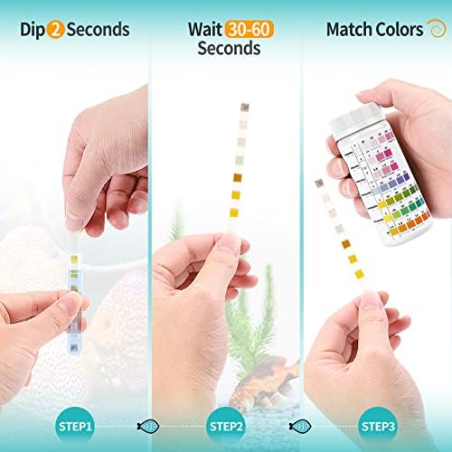Umlecoa 7 in 1 Aquarium Test Kit for Freshwater and Saltwater - 125 Aquarium Test Strips with Test Tube & Thermometer - Fast & Accurate Water Testing Strips for Aquarium/Pond/Pool - Image 3
