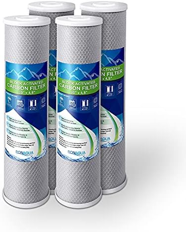High Capacity Coconut Shell Carbon Block Water Filter, 4.5 x 20 Inch 4 Pack by Ronaqua