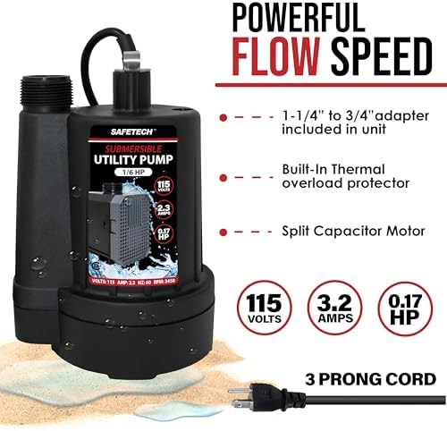 Safetech Tankless Water Heater Flushing Kit with Screw-Top Lid, Premium Braided Hoses, 1/6 HP Utility Pump, Quart Descaler, and Pump Grate - Image 4