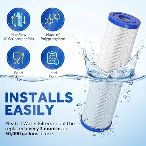 10"x2.5" Pleated Water Filter Cartridges,30 Micron Cold plunge filter 4Pcs - Image 3