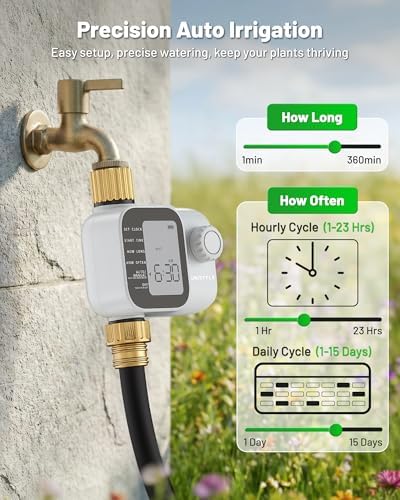 [All-New 2027] Sprinkler Timer with Brass Inlet, Unistyle Programmable Water Timer for Garden Hose, IP55 Waterproof Hose Timers with Manual and Automatic Irrigation Timers Yard Lawn Patio Heavy Duty - Image 3