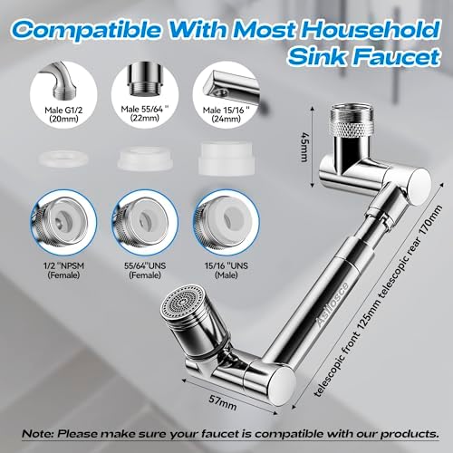 1440° swivel faucet extender, sink faucet aerator extender, swivel extendable filter, with 2 modes splash guard multi-functional universal mechanical arm suitable for kitchen/bathroom/toddlers - Image 3
