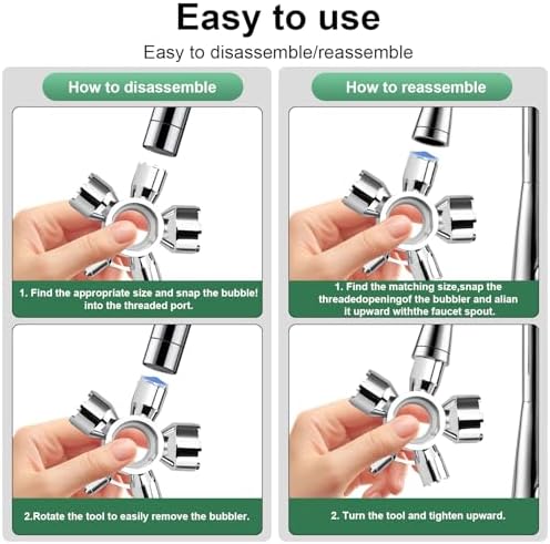 Upgraded Metal 10-in-1 Faucet Aerator Tool - Universal Plumbing Repair Removal Kit, Compatible with Hidden Thread/Housed Aerators, Covers M16.5/M18.5/M21.5/M22/M24/M28 Sizes, Long-Lasting Metal Build - Image 6