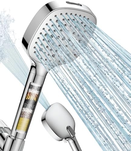 MakeFit Filtered Shower Head with Handheld, 7 Modes High Pressure Handheld Showerhead with Filters, Detachable Shower Heads Water Softener Filters Beads for Hard Water - Remove Chlorine & Heavy Metals by MakeFit
