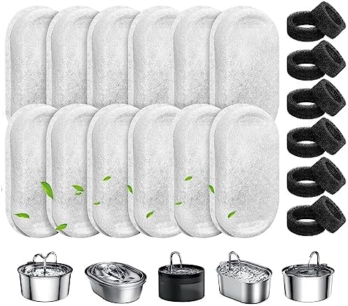 24Pcs Cat Water Fountain Filter Fit 101oz/3L Stainless Steel Pet Fountain by WEIKEY