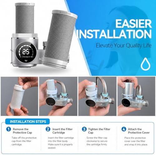 Faucet Water Filter for Kitchen Sink, NSF Certified, High Flow Faucet Water Filter No Wait, Faucet Mount Water Filtration System with Real-Time Filter Life Indicator, Silver - Image 6