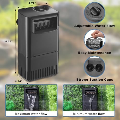 222GPH 10W Turtle Tank Filter Aquarium Filter Power Adjustable 10-40 Gal - Image 4