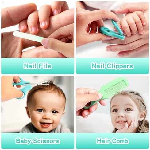 Baby Grooming Kit for Boys Girls Safety Newborn Nursery Essentials Grooming Set Gift for First-time Parents, Green 25 in 1 - Image 5