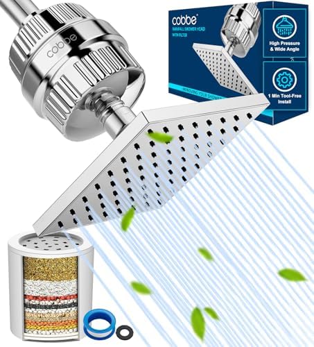 Cobbe High Pressure Filtered Shower Head with Filters for Hard Water Combo by Cobbe