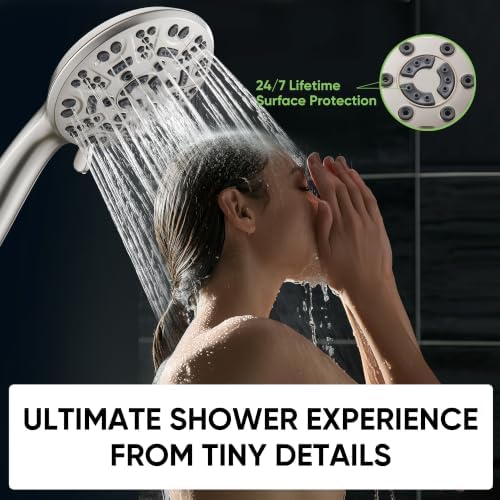 Cobbe 8-Setting Handheld Shower Head, Water-Saving Design, Brushed Nickel - Image 3
