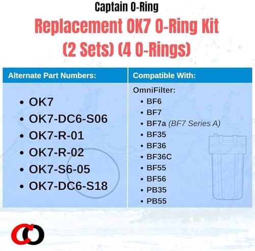 Captain O-Ring - OK7 Replacement O-Ring Kit for OmniFilter BF6, BF7, BF7a, BF35, BF36, BF36C, BF55, BF56, PB35, PB55 (2 Sets - 4 Total Orings, 2 Sizes) - Image 2