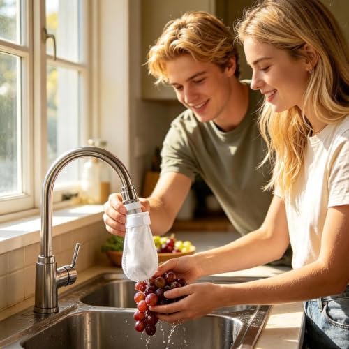 100 Pcs Faucet Filter Cotton Bag, Universal Faucet Filter Bags for Kitchen Sink, Non-Woven Replaceable Sleeve for Kitchen Bathroom - Image 6