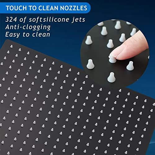Voolan Oversize Rain Shower Head - High Flow Square Rainfall Showerhead - Waterfall Full Body Coverage - Universal Ceiling or Wall Mount (16 Inch, Matte Black) - Image 3