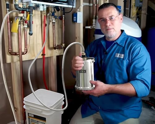 Tankless Water Heater Flushing Kit Includes 1/3HP Stainless Steel Sump Pump with Two Adapters & 3 Gallons Pail with Bucket Lid Opener & Two 1/2” Dia X 6’ Hoses with Washers - Image 2