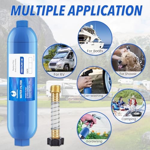 RV Water Filter Kit, Inline Carbon Filter with Flexible Hose - Image 4