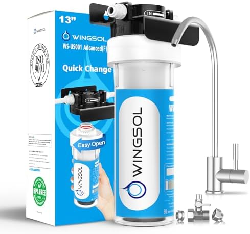 WINGSOL Under Sink Water Filter System with Dedicated Faucet, NSF/ANSI 53&42 Certified, 1 Year, Reduces PFAS, PFOA/PFOS, Lead, Chlorine, Heavy Metals, Bad Taste & Odor, Mineral pH+ with EZ Change by WINGSOL