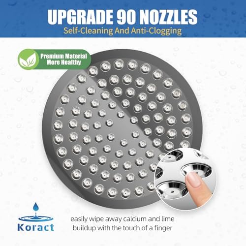 Filtered Shower Head High Pressure Output with for Hard Water- Removes Chlorine & Heavy Metals, Anti-Clogging Silicone Nozzles Bathroom Adjustable Replacement Rain ShowerHead Improve Skin Hair - Image 2