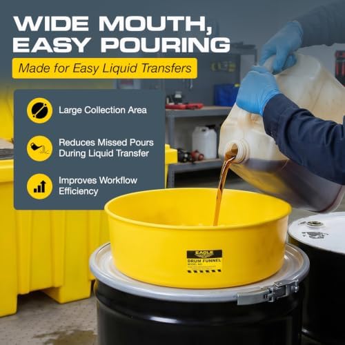 Eagle Drum Funnel for 30 and 55 Gallon Drums, Yellow - Image 3
