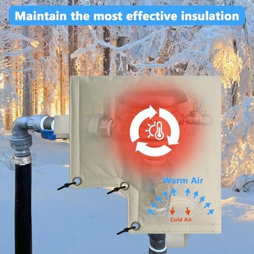Insulated Backflow Preventer Cover Winter Freeze Protection for Sprinkler Valve, Well Pump, and Irrigation System, 12”W x 13”H, Waterproof and UV-Resistant Pouch, Protects from Snow and Sun Exposure - Image 3