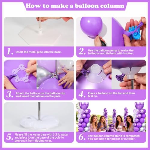 Purpe and Silver Balloon Column Stand Kit Set of 2 for Floor - Image 5