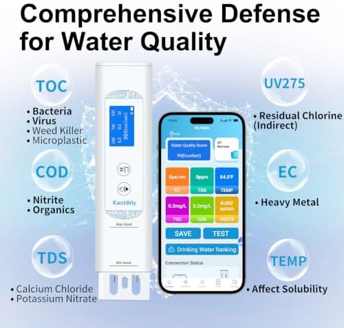 Kactoily Drinking Water Tester with App, 6-in-1 Water Quality Tester - Image 3