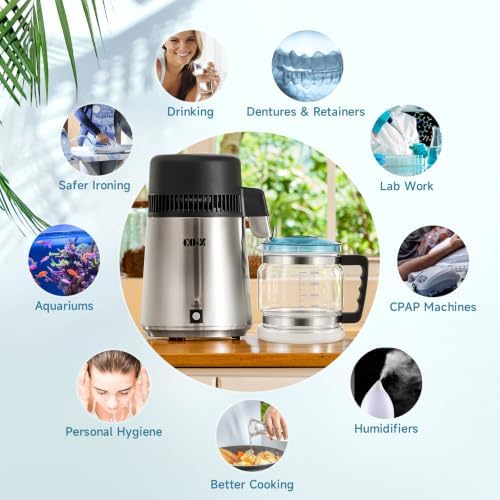 CO-Z 4L Brushed Stainless Steel 750W Countertop Water Distiller, Glass Pot - Image 6