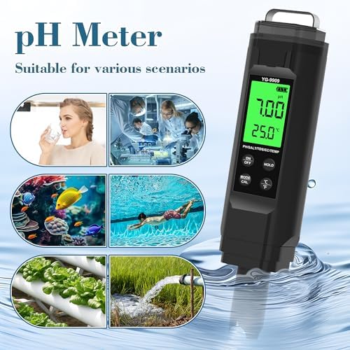 PH Meter,5 in 1TDS Meter,Salinity Tester,EC Meter,Temp,pH Meter for Water,TDS Meter Digital Water Tester,EC Meter Hydroponics,pH Tester Digital PPM Meter,Pool Salt Tester. - Image 4