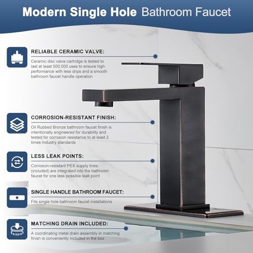 AVSIILE Oil Rubbed Bronze Bathroom Faucet, Single Hole Vanity Bath Faucet - Image 3