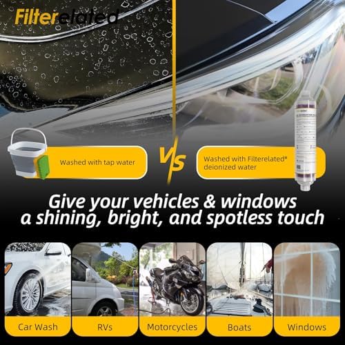 Filterrelated 2-Pack Inline Deionizer for Spotless Car Wash, Transparent Housing with Visual Resin Technology, Color-Changing Media Purple to Brown, Spot-Free Rinse for RV, Auto, Solar Panels - Image 7