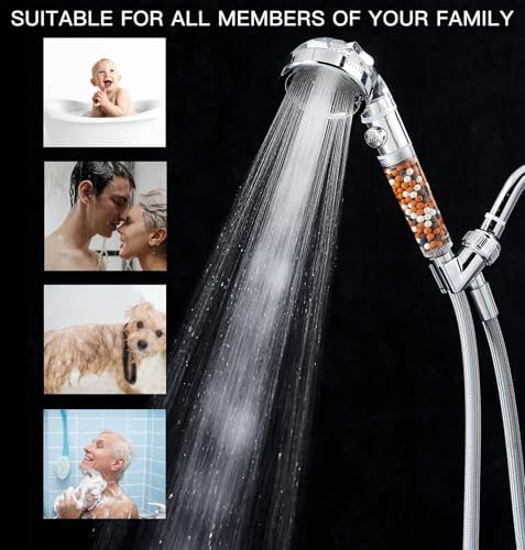 Filtered Shower Head with Handheld - High Pressure ShowerHead with Filters for Hard Water - Reduces Dry Itchy Skin, Easy Instal, 4 Modes, Water Saving, Durable, Detachable anti blocking - Image 6