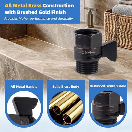 Hibbent All Metal 1 Pack Shower Head Flow Control Valve, G1/2 Brass Shut-off Valve with Handle Lever, Shut OFF Water Flow Control Regulator for Handheld Shower, or Bidet Sprayer, Oil-Rubbed Bronze - Image 2