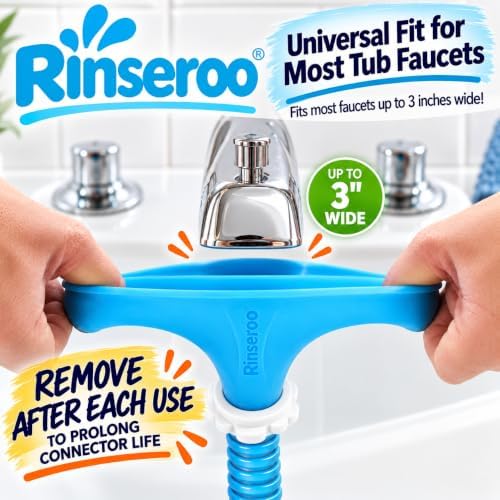 Rinseroo Slip-On Bathtub Faucet Sprayer Attachment, 5 Foot Hose - Image 3