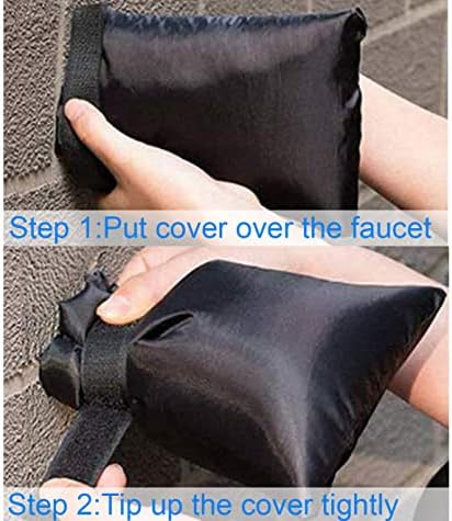 Outdoor Faucet Covers for Winter Freeze Protection, Upgraded Thicken 8.5" H x 6.1" W Outside Garden Faucet Socks for Winter Waterproof Reusable Hose Bibs Insulated Spigot Cover, 4 Pack Black - Image 4