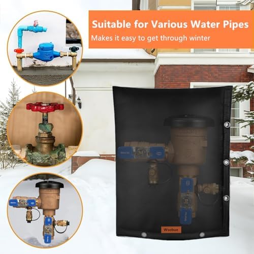 Backflow Preventer Insulation Cover,Outdoor Pipe Insulation Cover,Winter Well Head Cover Water Well Pump Covers Sprinkler Valve Cover 2-Way Opening (Black 24" W x 30" H) - Image 4