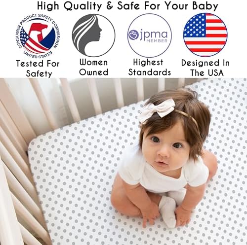 Sweet Jojo Designs Fitted Baby Crib Sheets (Grey Polka Dot) for Girls, Infant Nursery, Toddler Room - Standard Size (Gray & White Dots, for Shabby Chic, Boho, Farmhouse, Watercolor Floral Collection) - Image 3