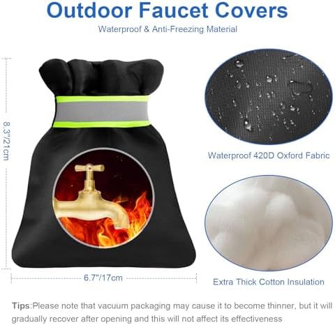 2Pack Outdoor Faucet Covers for Winter, 6.7" W x 8.3" H Hose Bib Covers - Image 3