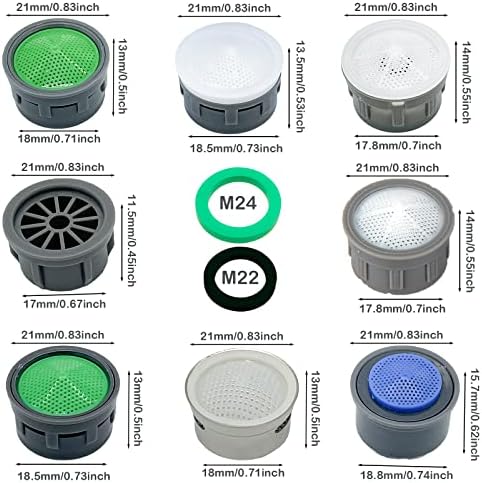 Faucet Aerator 2.2 GPM Plugin Restrictor Replacement Parts For Bathroom or Kitchen Plug-In Aerator (8 Sets With Gasket) - Image 2
