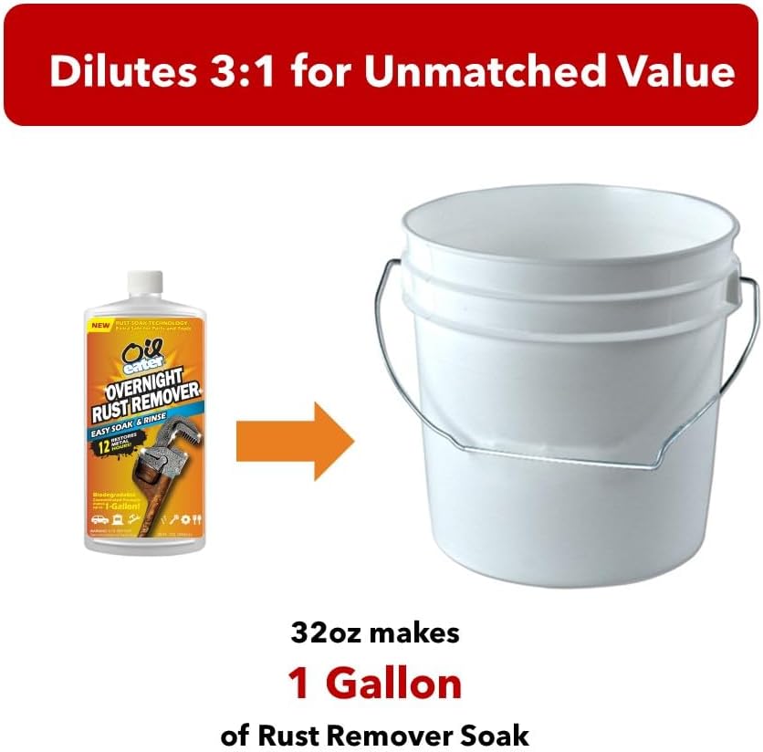 Oil Eater Overnight Rust Remover - Safe & Easy Soak for Tools, Auto Parts, Antiques, 32oz Concentrate - Makes 1-Gallon - Image 3