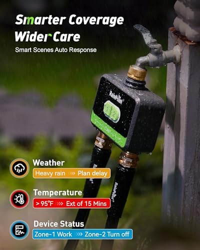 RainPoint WiFi Water Timer for Garden Hose with Brass Inlet & Outlet, 2-Zone Smart Hose Timer, WiFi Irrigation Controller via APP/Voice Control, Automatic Sprinkler Watering System for Lawns and Yard - Image 5
